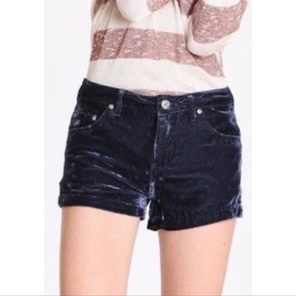 FREE PEOPLE Blue Velvet Shorts - Picture 1 of 4
